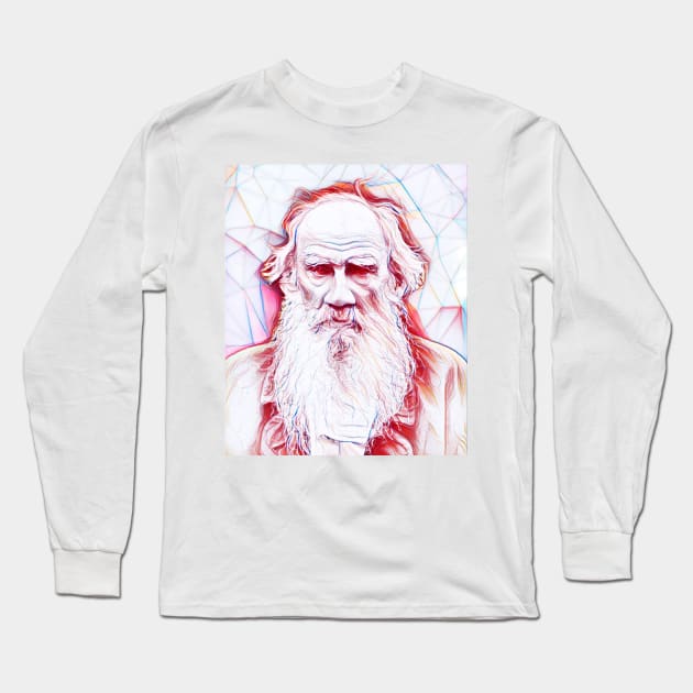 Leo Tolstoy Portrait | Leo Tolstoy Artwork Line Art Long Sleeve T-Shirt by JustLit